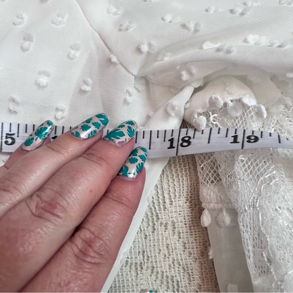 Do+Be lace panel Swiss dot v-neck blouse - Picture 7 of 11